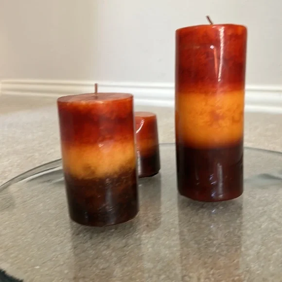 Warm Fall Colored Candle trio. SUPER FAST SHIPPING - Picture 10 of 10